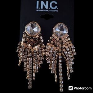 I.N.C. Goldtone & Glass Crystal Dangle Drop Tower Earrings